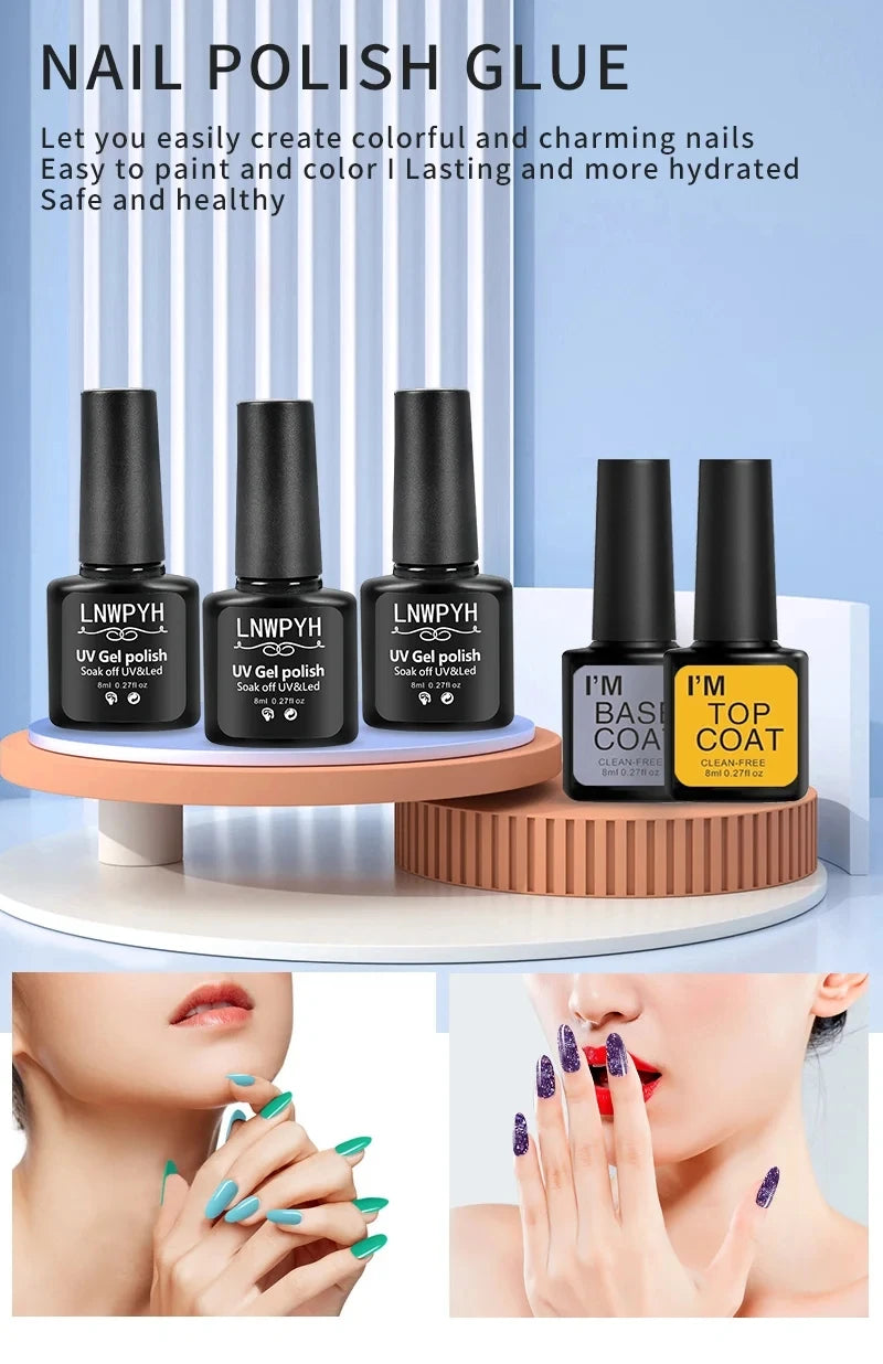 Set Profesional de Esmalte en Gel con Lámpara UV/LED – 12 Colores Semipermanentes + Kit de Herramientas para Manicure y Nail Art DIY