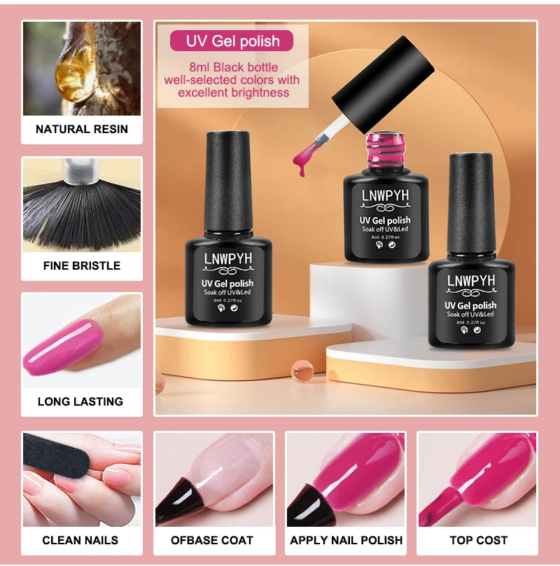 Set Profesional de Esmalte en Gel con Lámpara UV/LED – 12 Colores Semipermanentes + Kit de Herramientas para Manicure y Nail Art DIY