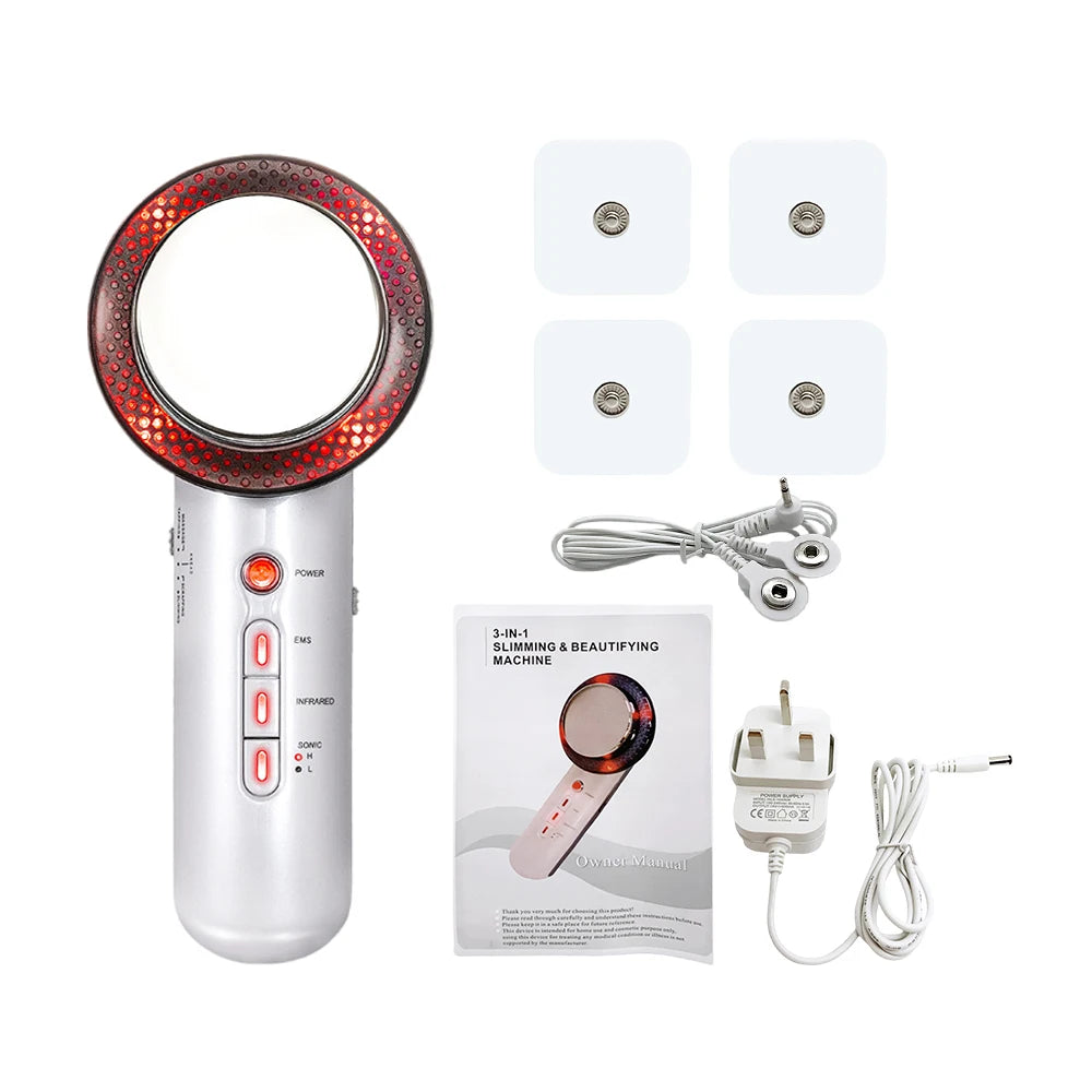 Dispositivo de Belleza y Reducción de Grasa 3 en 1 – Ultrasonido + Infrarrojo + EMS | Remodelador Corporal y Facial