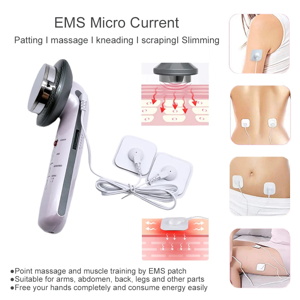 Dispositivo de Belleza y Reducción de Grasa 3 en 1 – Ultrasonido + Infrarrojo + EMS | Remodelador Corporal y Facial