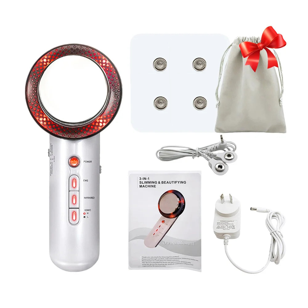 Dispositivo de Belleza y Reducción de Grasa 3 en 1 – Ultrasonido + Infrarrojo + EMS | Remodelador Corporal y Facial