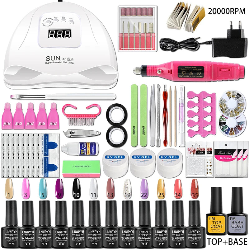 Set Profesional de Esmalte en Gel con Lámpara UV/LED – 12 Colores Semipermanentes + Kit de Herramientas para Manicure y Nail Art DIY